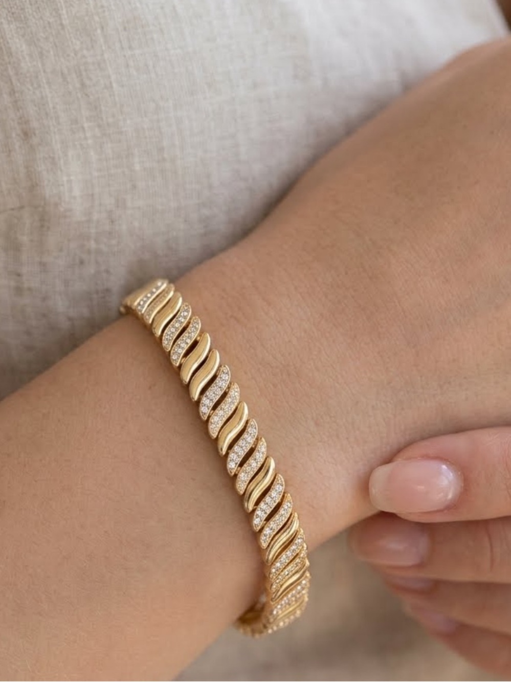 Piper K San Marco Link Tennis Bracelet Chevon Wave Links Tennis Bracelet